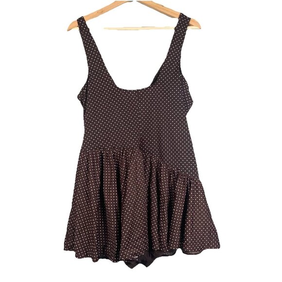 MIRACLESUIT Brown Polka Dot PIN POINT OCEANUS ONE PIECE SWIMSUIT PLUS‎ SIZE 22 W - Picture 4 of 12